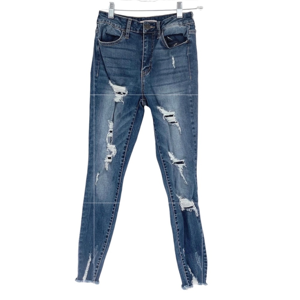 So Juniors Ultimate Ankle High Rise Distressed Ripped Denim Jegging